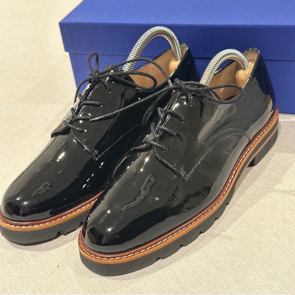 Stuart Weitzman Black Patent Leather Oxfords